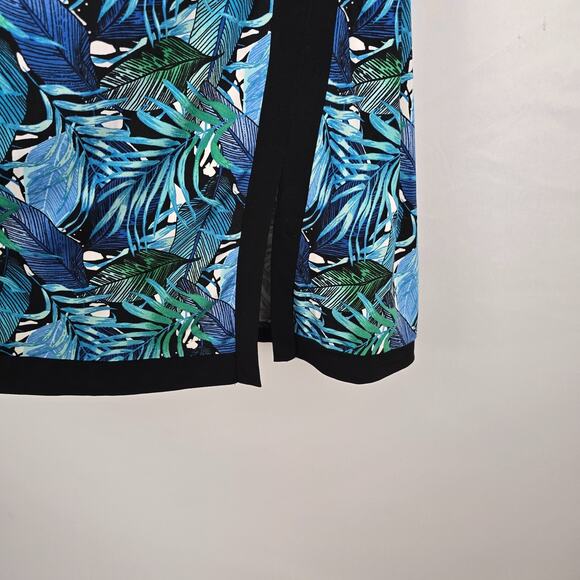 Cj Banks Skirt Women's 1X Blue Green Tropical Maxi Elastic Waist Side Slit - Picture 13 of 16